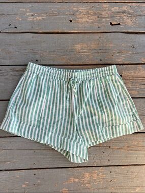Universal Thread Medium Green and White Striped Drawstring Shorts